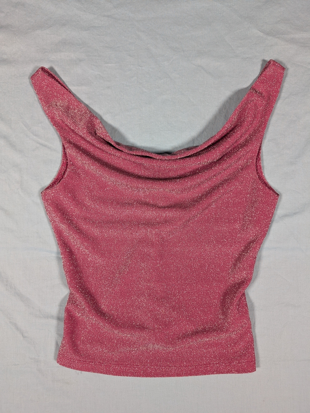 Forever 21 Shimmery Rose Pink Cowl Neck Tank